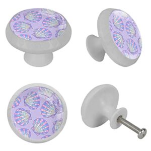 4 Packs Beautiful Rainbow Peal Shell Fluorescence Crystal Glass Cabinet Knobs Drawer Handles for Kitchen Cabinets Dresser Cupboard Wardrobe Pulls Handles