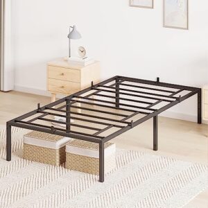 amyove twin size bed frame, metal twin platform bed frame with 3 in 1 steel support, 14 inch no box spring needed easy to assemble black mattress foundation - twin