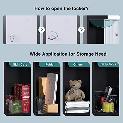 JAORD Metal Locker,3 Door Locker Storage Cabinet with Lock, 71" Steel Locker Organizer with Shelf for School,Home, Gym,Garage (3 Door Gray)