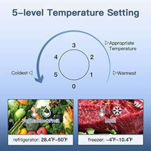 BANGSON Small Fridge with Freezer, 4.0 Cu.Ft, Samll Refrigerator with Freezer, 5 Settings Temperature Adjustable, 2 Doors, Compact Fridge for Apartment Bedroom Dorm and Office, Silver