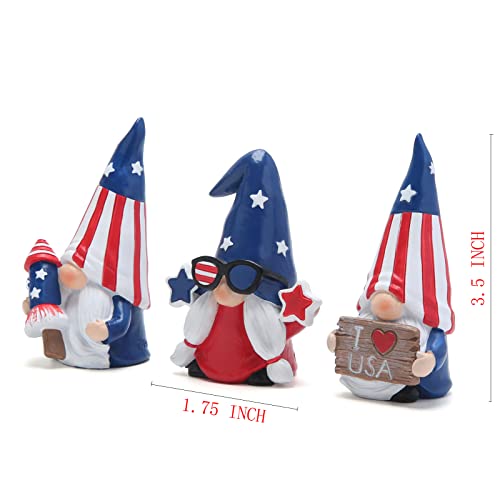 Hodao 3 PCS 4th of July Patriotic Gnomes Decorations Stars and Stripes Elf Gifts Handmade Scandinavian OrnamentsDecorations Memorial Day Gnomes Figurines Independence Day Decor