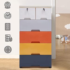 TTONSUE Storage Cabinet with 6 Drawers,Storage Drawers Organizer Closet Drawers Tall Dresser Organizer for Clothes,Playroom, Bedroom Furniture (Morandi)
