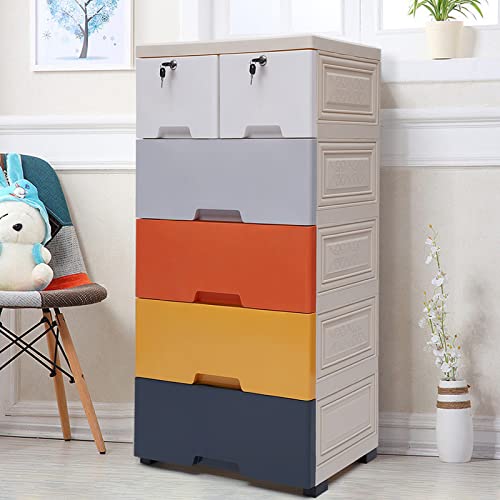 TTONSUE Storage Cabinet with 6 Drawers,Storage Drawers Organizer Closet Drawers Tall Dresser Organizer for Clothes,Playroom, Bedroom Furniture (Morandi)