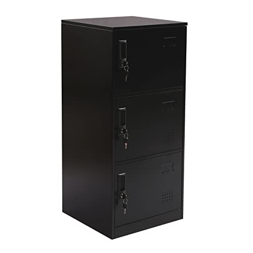 CNCEST 3 Door Vertical Stackable Locker Storage Metal Cabinet Locker Secure Gym Locker School Locker Small Metal Tool Storage Locker Office Home Vertical Cabinet Metal Locker 40x40x90cm