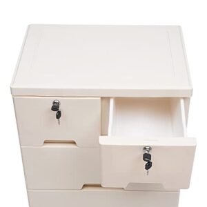 CNCEST Plastic Storage Cabinet with Lock Locker with 6 Drawers Storage Clothes Toys Books Plastic Storage Dresser Closet Drawers Beige