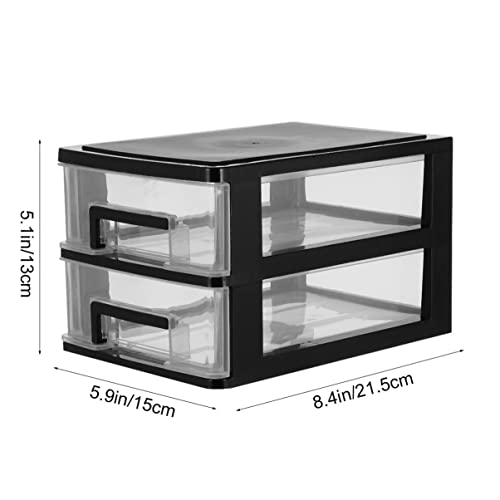 VILLCASE Double Layer Storage Box, Plastic Drawer Type Closet Storage Cabinet Storage Rack Organizer Furniture (Black and Transparent)