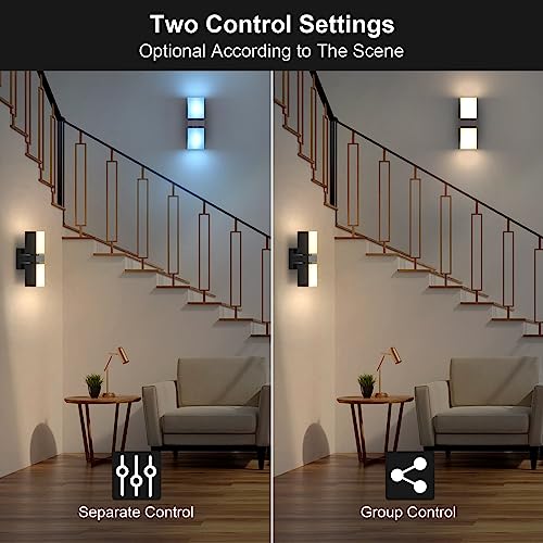 XMCOSY+ Outdoor Wall Lights, 1400LM LED Wall Sconces, Smart RGBW Porch Lights Black Exterior Wall Lighting, WiFi APP Control, Works with Alexa, Adjustable Dual-Head IP65 Waterproof Wall Lanterns (1PK)