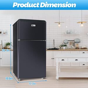 WANAI 3.2 Cu.Ft Mini Fridge Compact Refrigerator with Freezer,7 Level Adjustable Thermostat Removable Shelves Small Refrigerator for Office Dorm Apartment Black