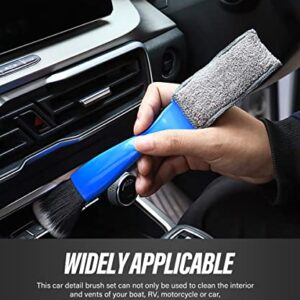 ESEWALAS Universal 2 in 1 Duster for Car Clean,Car Bursh Tool,Double Head Brush,Auto Interior Detailing Brush,Soft Car Interior Detailing Brush Dust Brush (Blue)