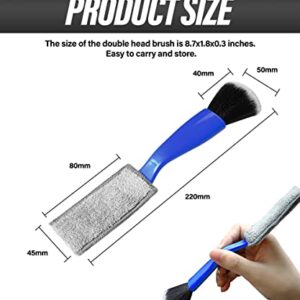 ESEWALAS Universal 2 in 1 Duster for Car Clean,Car Bursh Tool,Double Head Brush,Auto Interior Detailing Brush,Soft Car Interior Detailing Brush Dust Brush (Blue)