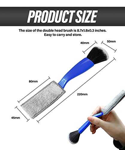 ESEWALAS Universal 2 in 1 Duster for Car Clean,Car Bursh Tool,Double Head Brush,Auto Interior Detailing Brush,Soft Car Interior Detailing Brush Dust Brush (Blue)