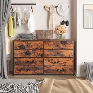 Furnulem 8 Drawer Dresser Wide 47'' Long, Storage Chest of Drawer for 55'' TV Stand in Closet and Nightstand with 3 Drawers, Small Dresser with Storage Shelf, Bedside Table/Closet Organizer