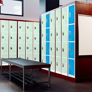 AdirOffice Large School Locker with 4 Doors 4 Hooks Storage Locker - Metal Storage Locker Cabinet Ideal for School, Garage, Office Lockers - (4 Door, Misty Green)