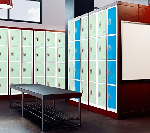 AdirOffice Large School Locker with 4 Doors 4 Hooks Storage Locker - Metal Storage Locker Cabinet Ideal for School, Garage, Office Lockers - (4 Door, Misty Green)