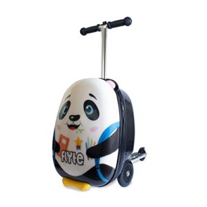 flyte 18 inch midi kids luggage scooter suitcase - penni the panda, hardshell, ride on with wheels, 2-in-1, 25 litre capacity
