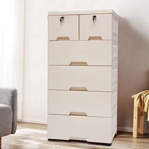 cncest plastic drawer dresser with 6-drawer locker closet drawer high dresser storage cabinet clothes organizer bedroom furniture playroom off-white