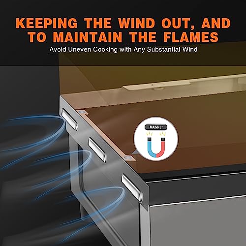 Wind Guard for Blackstone 36 Inch Griddle, Blackstone Griddle Accessories for Outdoor Barbecue, Magnetic Stainless Steel Wind Screen, Compatible with Rear Grease Cup, Hood and Side Shelf, Silver