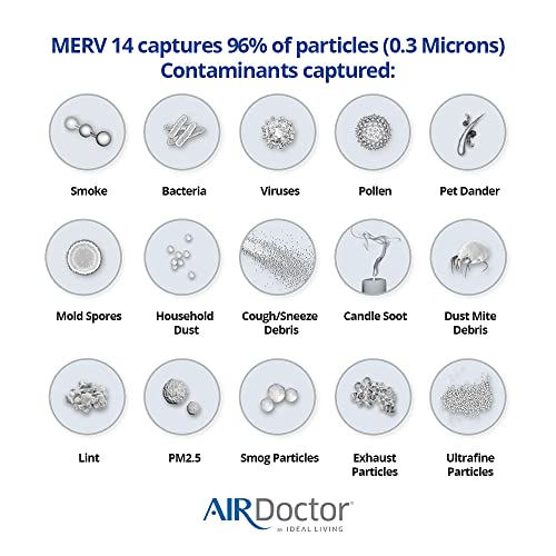 AirDoctor AD3000 4-in-1 Air Purifier with UltraHEPA, Carbon & VOC Filters - Removes particles 100X Smaller than HEPA Standard and MERV HVAC Filter 16x25x1 Bundle