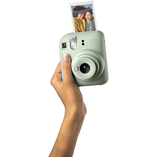 Fujifilm Instax Mini 12 Instant Camera, Mint Green Camera with 40 Photo Sheets, Cleaning Cloth, and INSTAX UP App, Portable, Easy to Use, Automatic Settings, Front Mirror for Selfies, 2 AA Batteries