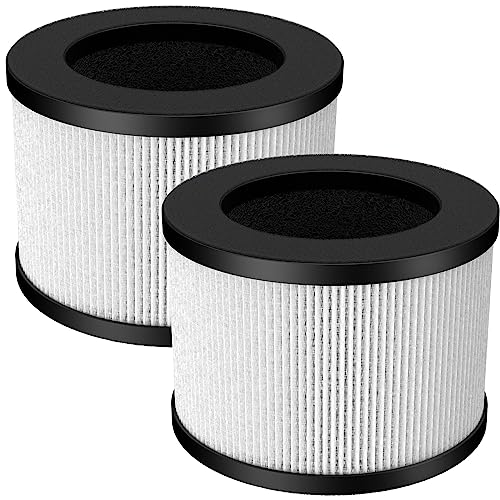 2 Pack TZ-K1 Replacement Filter Compatible with ToLife TZ-K1 Air Puri-fier, AROEVE MK01 MK06 Air Purifi-ers, 3-in-1 H13 HEPA Filter, Activated Carbon and Pre-filter, 360° Rotating Filter(White)