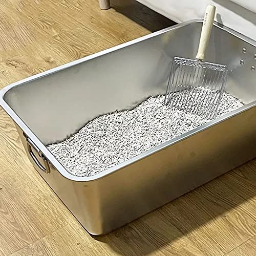 AYENCI Cat Toilet, Stainless Steel Litter Box Super Big Cat Toilet King Size Giant Cat Sand Box Kitten Special Anti-Splash Huge (Color : 60X40X20)