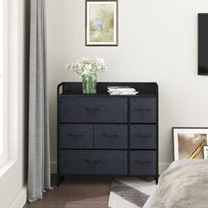 zsedp dresser with 7 drawers chest of drawers 3-tier organizer unit with steel frame wood top easy pull fabric bins storage dresser