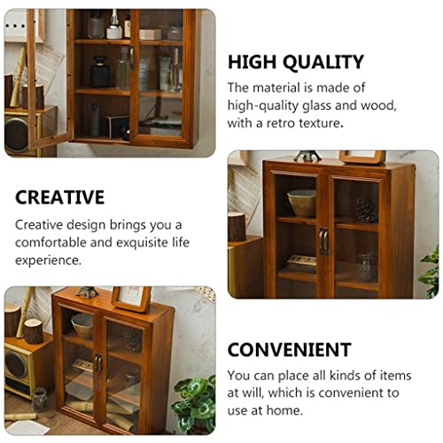 ZSEDP Retro Cosmetics Storage Box Cosmetics Skin Care Products Storage Cabinet Desktop Organizer Multifunctional Storage