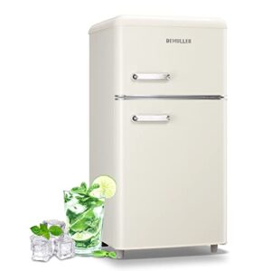 demuller mini refrigerator 3.5 cu.ft dual door fridge with handle adjustable temperature with top mount freezer ideal for home, office, dorm white