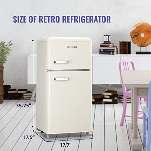 DEMULLER Mini Refrigerator 3.5 Cu.Ft Dual Door Fridge with Handle Adjustable Temperature with Top Mount Freezer Ideal for Home, Office, Dorm White