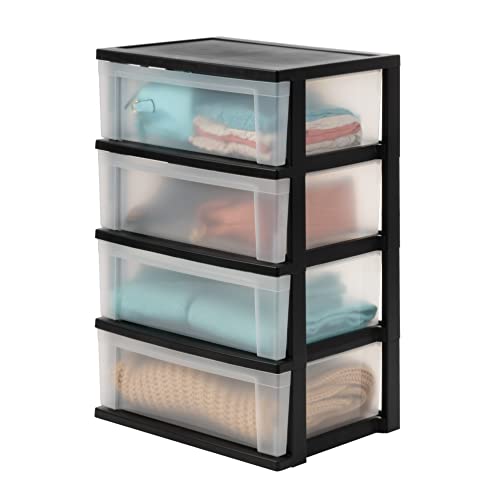 Tidy up Your Restroom with Our Space-Saving 4 Drawer Wide Plastic Stackable Storage Chest from The