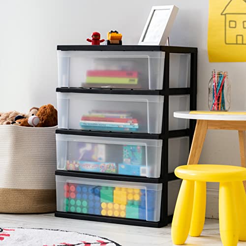 Tidy up Your Restroom with Our Space-Saving 4 Drawer Wide Plastic Stackable Storage Chest from The