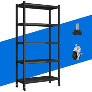 5 tier lightweight storage metal shelves, kitchen storage shelves garage shelving unit, large capacity storage rack, utility shelf for pantry closet office laundry (32" lx16“ wx63” h)