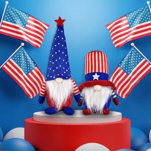 mupera 2Pcs Summer Gnomes Plush Decor, Blue Adorable Handmade Plush Dolls with Stars Stripes, Faceless Gnomes Plush Doll Table Ornament for Office, Living Room