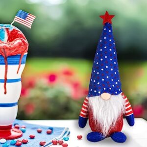 mupera 2Pcs Summer Gnomes Plush Decor, Blue Adorable Handmade Plush Dolls with Stars Stripes, Faceless Gnomes Plush Doll Table Ornament for Office, Living Room