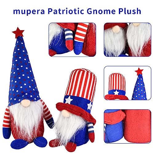 mupera 2Pcs Summer Gnomes Plush Decor, Blue Adorable Handmade Plush Dolls with Stars Stripes, Faceless Gnomes Plush Doll Table Ornament for Office, Living Room