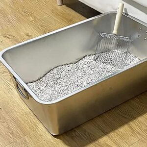 ACULIP Cat Litter Box, Stainless Steel Litter Box Super Big Cat Toilet King Size Giant Cat Sand Box Kitten Special Anti-Splash Huge (Color : 60X40X20)