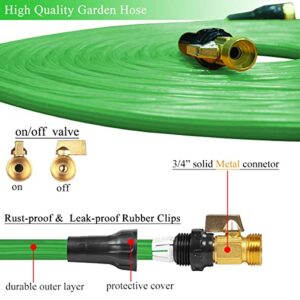 Expandable Garden Hose 100FT, All New Water Hose with 10 Function Sprayer Nozzle, 3/4" Solid Brass Connector, Outdoor Lightweight Flexible Hose for Garden watering, Car washing, Pet Cleaning, Green