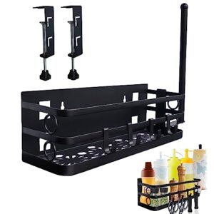 griddle caddy for 28"/36" blackstone griddles - grill caddy space saving bbq accessories storage box with paper towel holder, griddle accessories organizer,tool free no drill