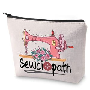 blupark sewing machine cosmetic bag crafter mom gift sewciopath makeup bag sewing lover gift (sewciopath)