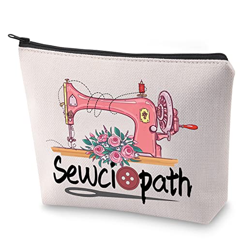 BLUPARK Sewing Machine Cosmetic Bag Crafter Mom Gift Sewciopath Makeup Bag Sewing Lover Gift (Sewciopath)