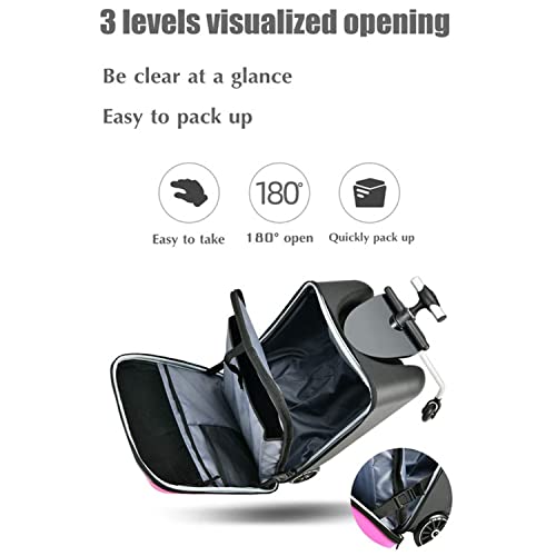 khukam Children's Ride-On Suitcase, Kids Luggage Set, Fashion Travel Suitcase, Student Trolley Boarding Suitcase, Toy Box, 2-in-1 Trolley Case & Baby Stroller, Black