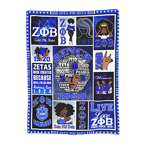 Zeta Phi Sorority Paraphernalia Gifts Zeta Phi Blanket Soft Flannel Throw Blanket Cute for Sofa Bed Living Room 50"x40"