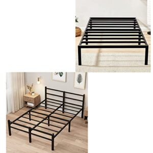 greenforest twin bed frame tool-free quick assembly metal platform and full size bed frame with headboard