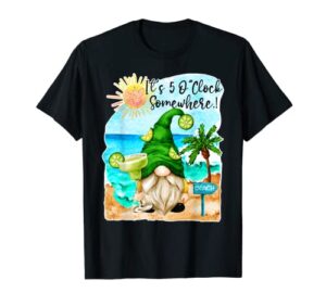 margarita gnome it's 5 o'clock somewhere palm trees beach t-shirt