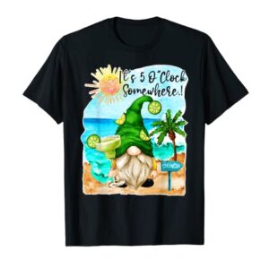 Margarita Gnome It's 5 o'clock somewhere Palm Trees Beach T-Shirt