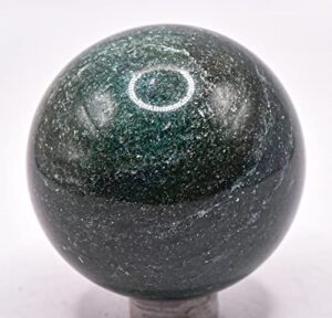 45mm 155g dark green jade nephrite sphere polished natural gemstone crystal mineral collectible ball - india + stand
