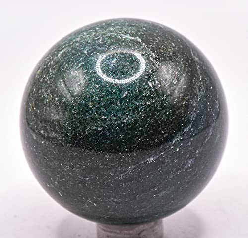 45mm 155g Dark Green Jade Nephrite Sphere Polished Natural Gemstone Crystal Mineral Collectible Ball - India + Stand