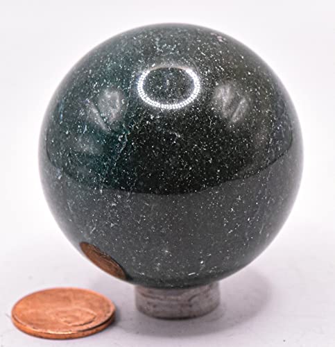 45mm 155g Dark Green Jade Nephrite Sphere Polished Natural Gemstone Crystal Mineral Collectible Ball - India + Stand