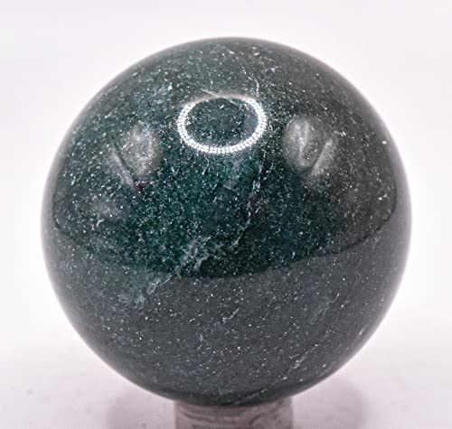 45mm 155g Dark Green Jade Nephrite Sphere Polished Natural Gemstone Crystal Mineral Collectible Ball - India + Stand