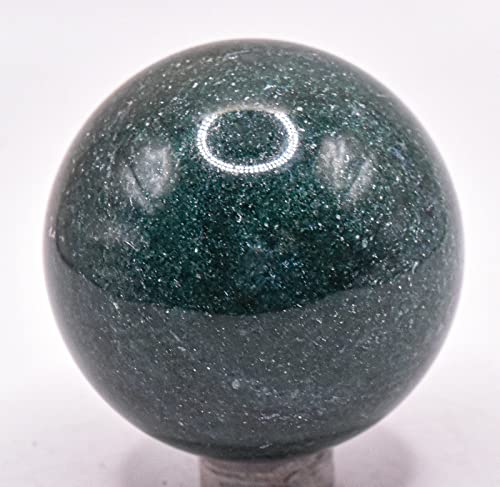 45mm 155g Dark Green Jade Nephrite Sphere Polished Natural Gemstone Crystal Mineral Collectible Ball - India + Stand